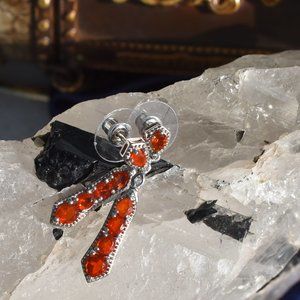 925 Crimson Fire Opal Platinum over Sterling. Post Back